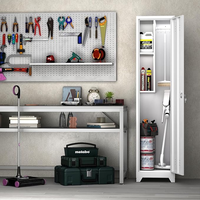 LUCYPAL Broom Closet Storage Cabinet, Slim Utility Closet Cabinet - Image 4