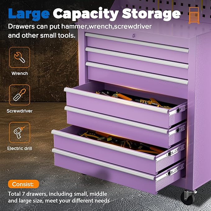 INTERGREAT 7 Drawers Rolling Tool Box - Image 4