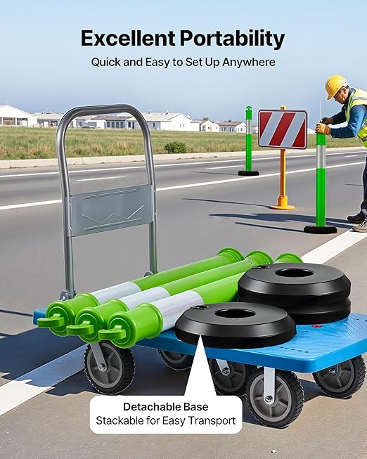 VEVOR 3 Pack Traffic Delineator Posts, 48 inches Traffic Safety Cones - Image 4