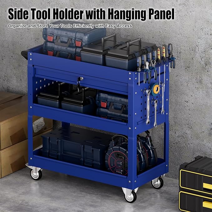3 Tier Rolling Tool Cart On Wheels, Heavy-Duty Utility cart Service Cart - Image 5