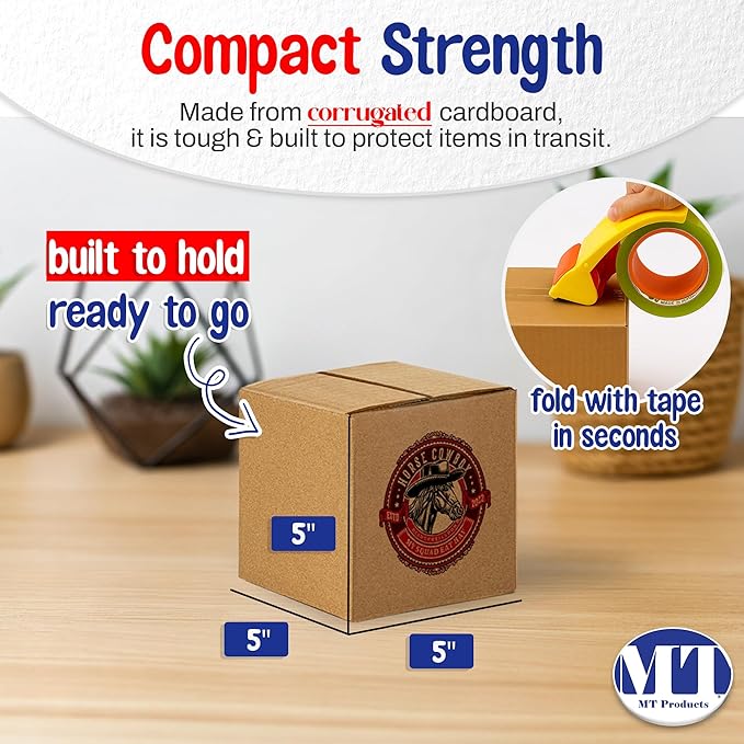 MT Products Custom Printed Kraft Cardboard Shipping Boxes 5" x 5" x 5" - Image 2
