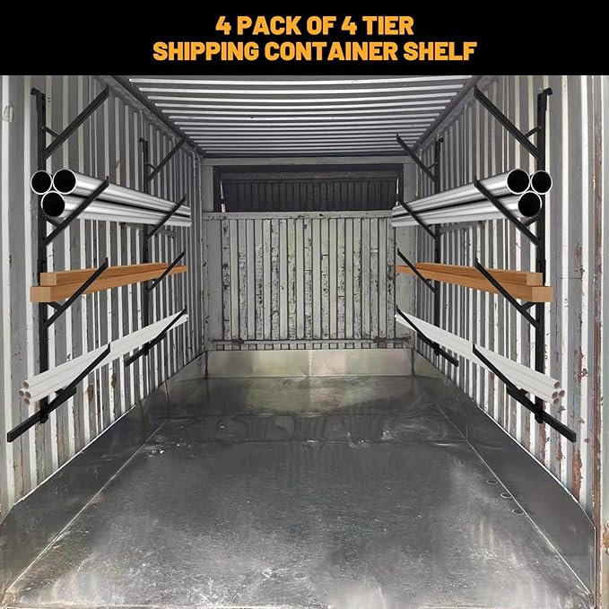 4 Tier Shipping Container Shelf 4 Pack, Heavy Duty Container Shelving Shelf - Image 3