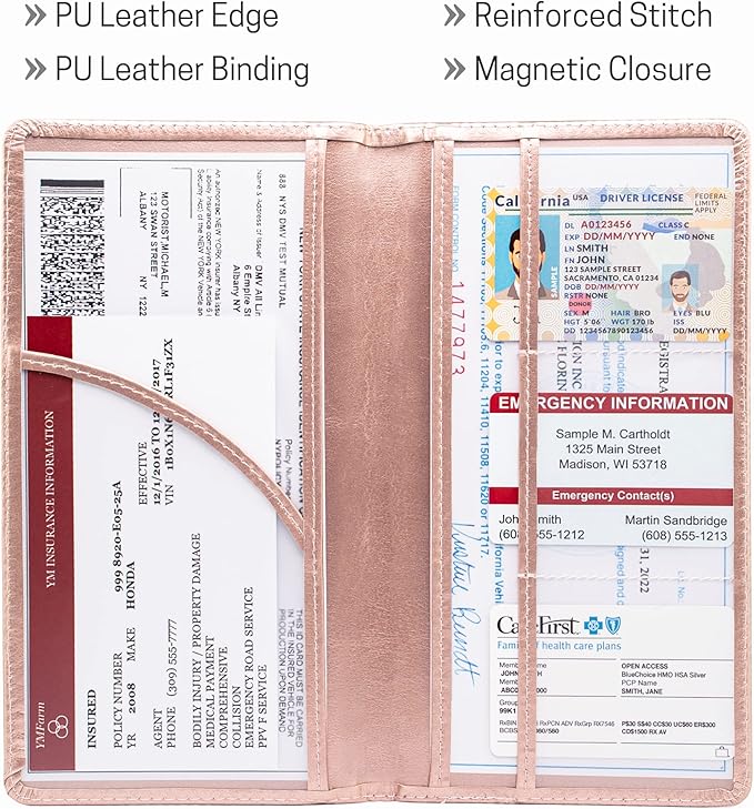 CANOPUS Car Registration and Insurance Holder, PU Leather Card Holder, Vehicle - Image 4