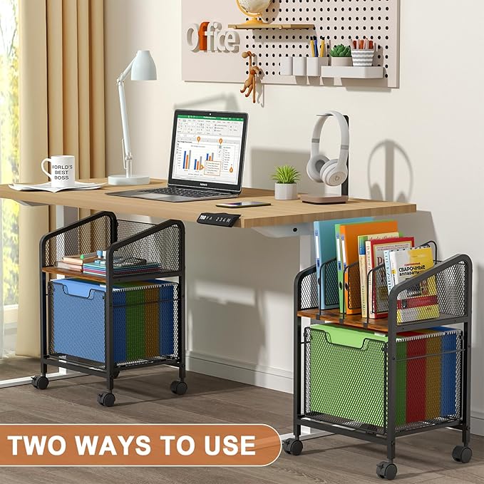 Rolling File Cabinet with Adjustable Dividers, Vertical Filing Cabinet with - Image 7