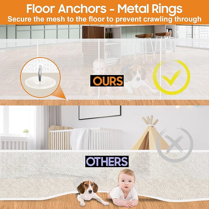160" Retractable Baby Gates, Prevent from Crawling Underneath, Extra Wide Dog - Image 5