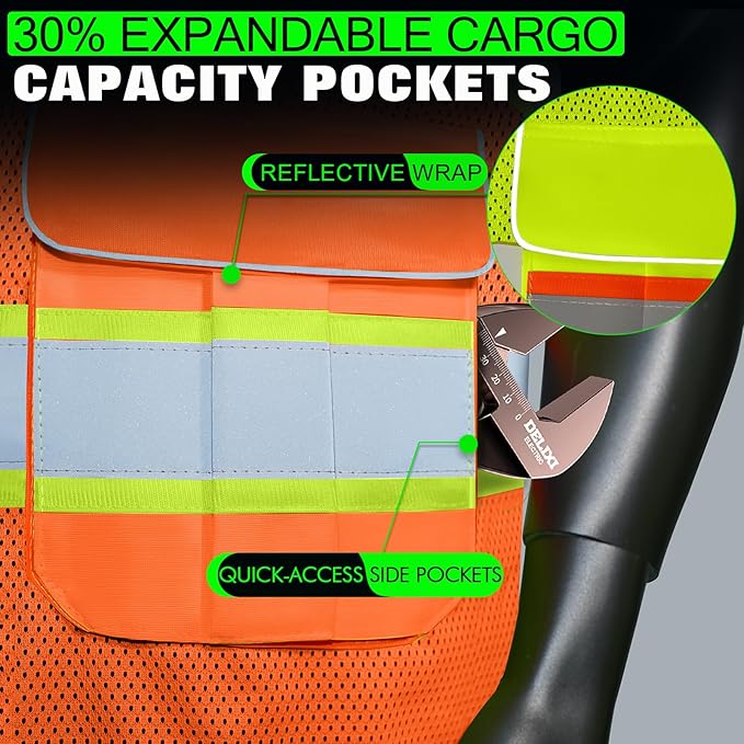 BeautyWill Custom Logo 10 Pockets Safety Vest Class2 ANSI Certified High - Image 5