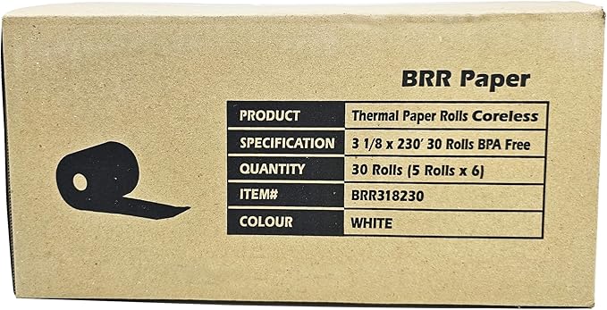 3 1/8 x 230 Thermal Paper Receipt Rolls fits all Clover POS Cash Register - Image 3