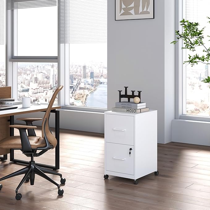 2 Drawer Mobile File Cabinet, Metal Under Desk Filing Cabinet - Image 7