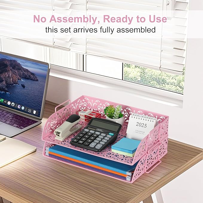 EasyPAG Paper Organizer for Desk 2 Tier Stackable Paper Tray for A4 Legal Size - Image 5
