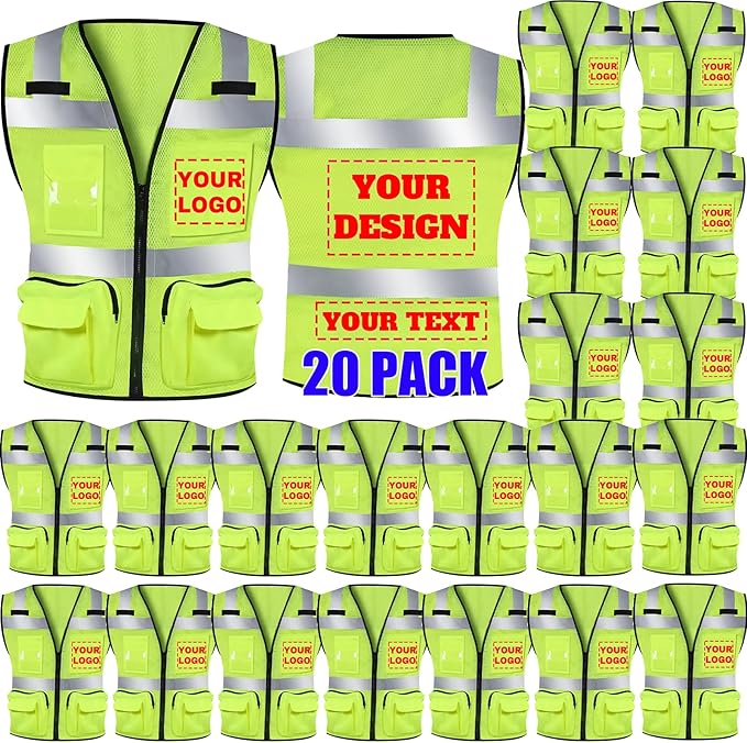 BeautyWill Custom Logo 10/20 Pack Safety Vest Class2 High Visibility Vest by BeautyWill