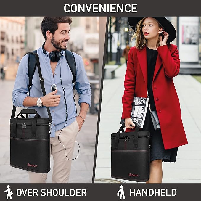 opux 3 Bottle Wine Carrier Tote, Insulated Leakproof Wine Cooler Bag, Wine - Image 6