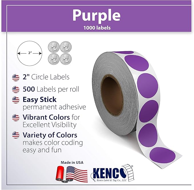 Kenco Color Coding Circle Dot Sticker Labels on a roll - Image 2