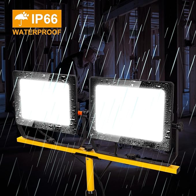 20000 Lumen Work Lights with Stand, 200W Dual Head LED Work Light, Waterproof - Image 3