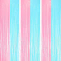 3 Pack 3.3 x 8.2 ft Pastel Blue and Pink Foil Fringe Backdrop Curtains by Voircoloria