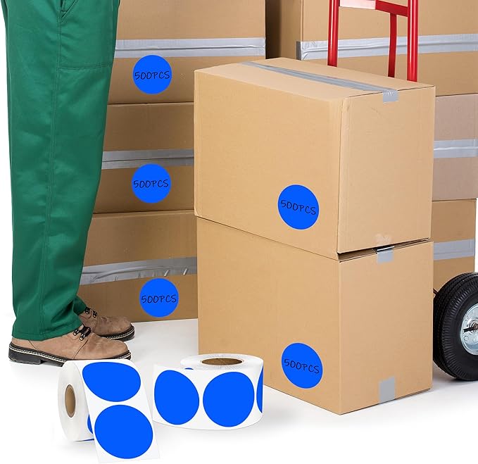 2 Inch Blue Circle Stickers 500 Pcs, Permanent Color Coding Dots - Image 4