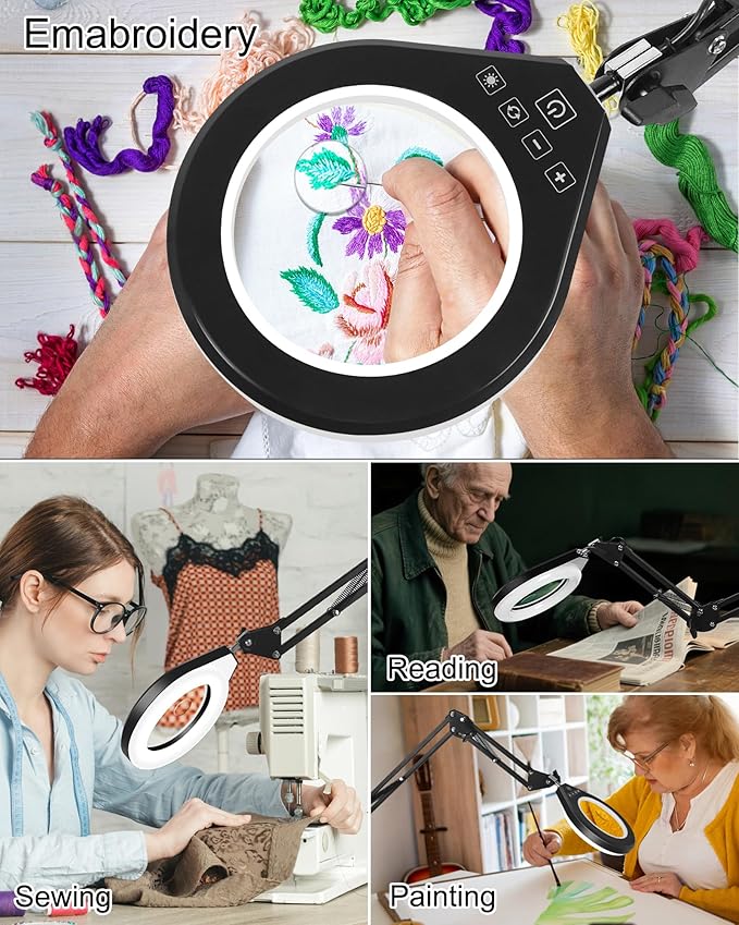 10X & 5X Magnifying Glass with Light, Ultra Long Swing Arm, 5 Colors & 10 - Image 8