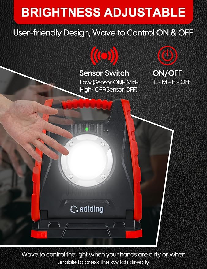 Adiding 4400mAh Rechargeable LED Work Light, Portable Flood Light Underhood - Image 4