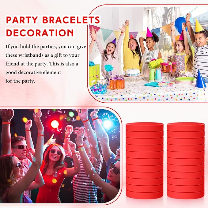 Liliful 100 Pcs Silicone Rubber Wristbands Rubber Wristband Bracelet Bands - Image 5