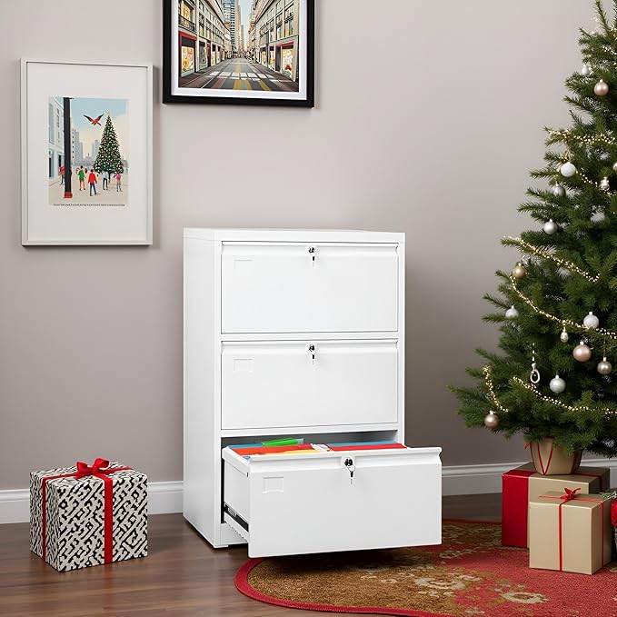 SUXXAN 3 Drawer File Cabinet, Lateral Filing Cabinet - Image 8
