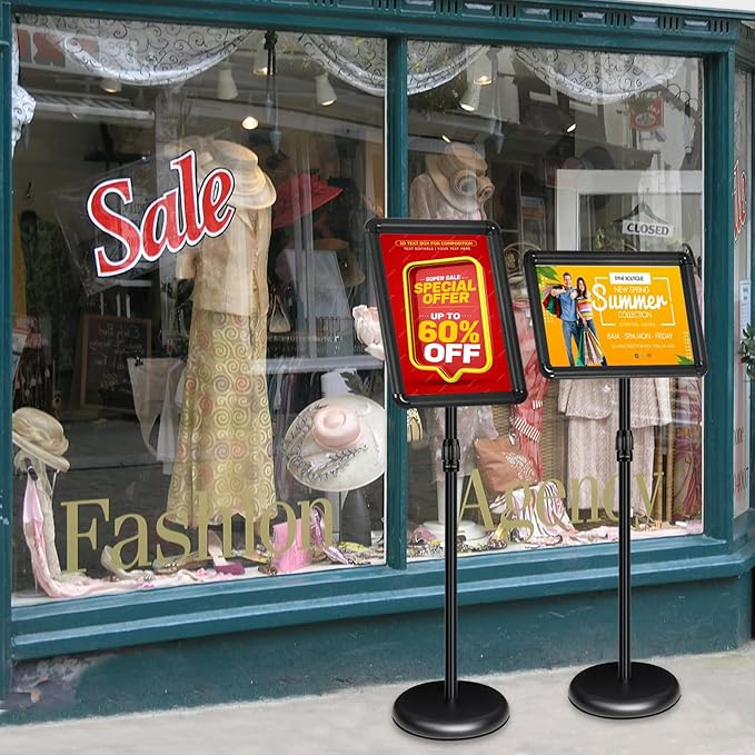 2Packs Adjustable Pedestal Sign Holder Stand 11''x17'', Floor Standing Poster - Image 8