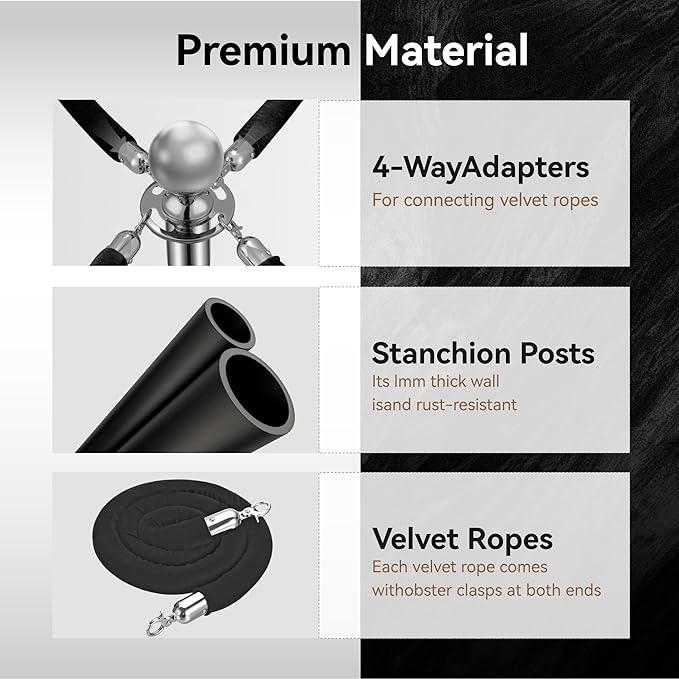 4PCS Black Stainless Steel Stanchions - Image 8