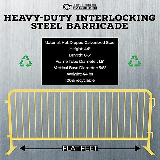 Angry Bull Barricades Heavy Duty Crowd Control Metal Interlocking Barricade - Image 2