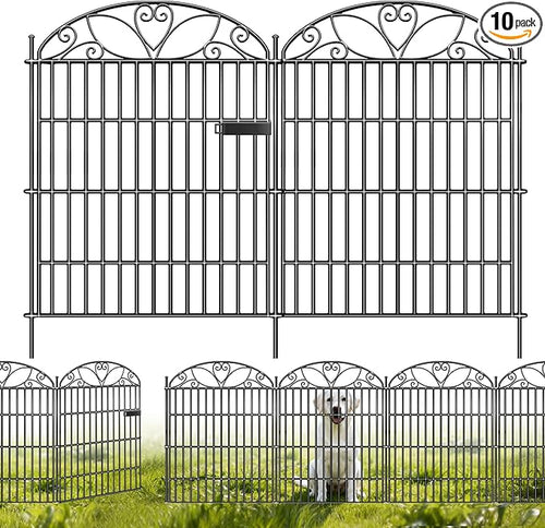10 Panels No Dig Decorative Outdoor Garden Fence, 32 in X 23.6 ft Animal by MarsExplo