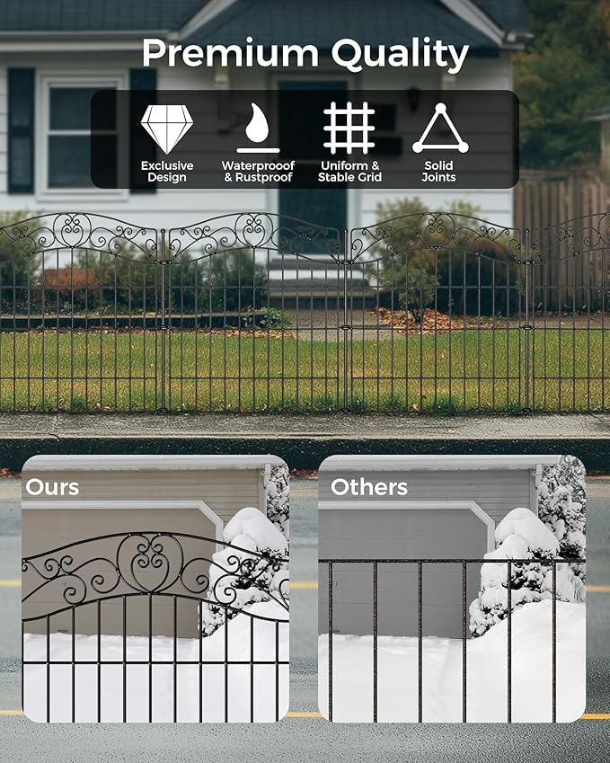 5 Panels No Dig Decorative Outdoor Garden Fence - Image 3