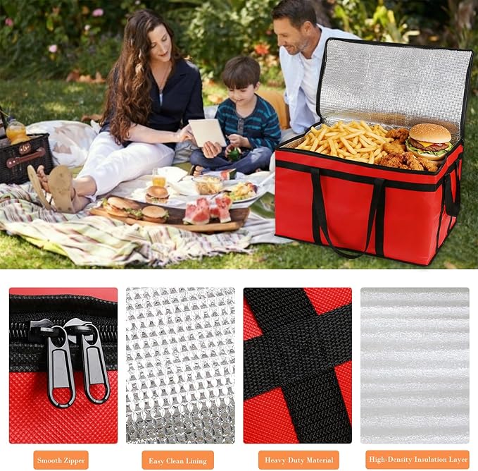 Insulated Bags for Food Delivery, XXXL Pizza Delivery Bags for Hot and Cold Food - Image 3