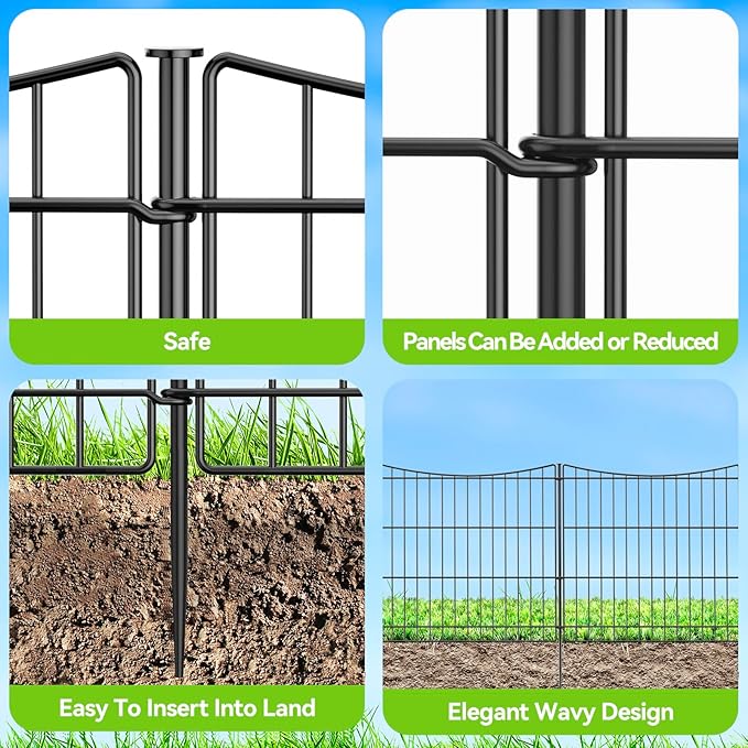 INJOPEXI Decorative Garden Fence 6 Panels 11.8ft×24in Garden Fences - Image 6