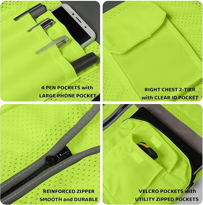 BeautyWill Custom Logo Safety Vest Class 2 High Visibility Reflective Vest - Image 7