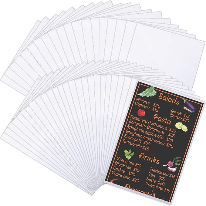 Henoyso 45 Pcs 8.5" x 14" Menu Cover Rigid Print Protectors Clear Heavy Duty by Henoyso