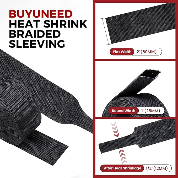 Heat Shrinkable Braided Sleeving 2:1 Ratio- Abrasion Protection Flexibility - Image 2