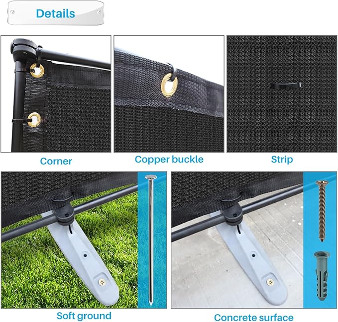 Patio 6' x 87' Outdoor Privacy Screen Freestanding Temporary Fence Panels Net - Image 2