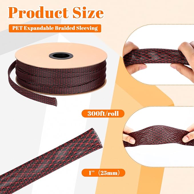 Pangda 1inchx300ft Wire Loom Pet Expandable Braided Sleeving Braided Sleeve - Image 3