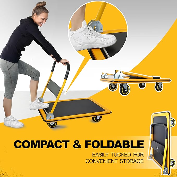 Push Cart Dolly by Wellmax, Moving Platform Hand Truck, Foldable - Image 5