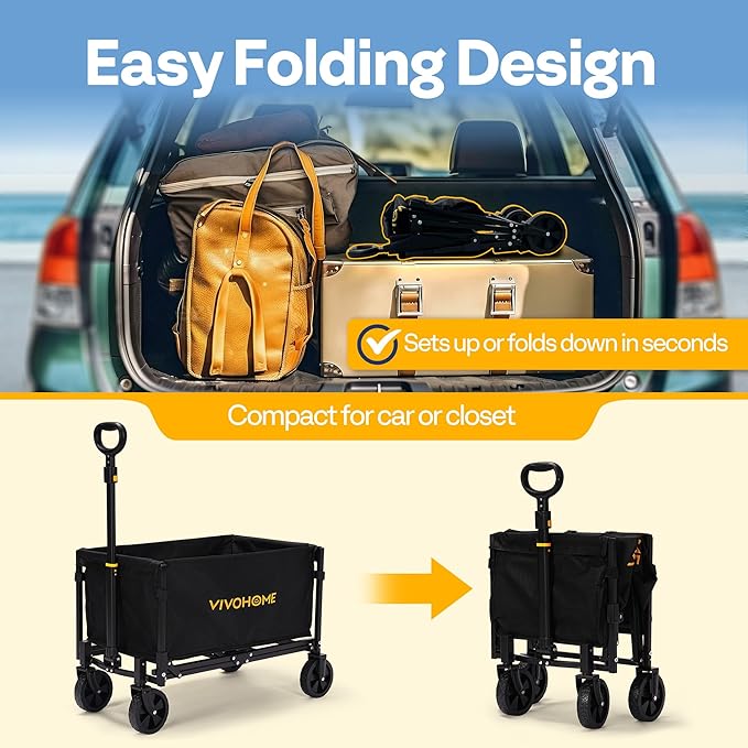 VIVOHOME Collapsible Wagon Cart Lightweight Portable Folding Utility Wagons - Image 5