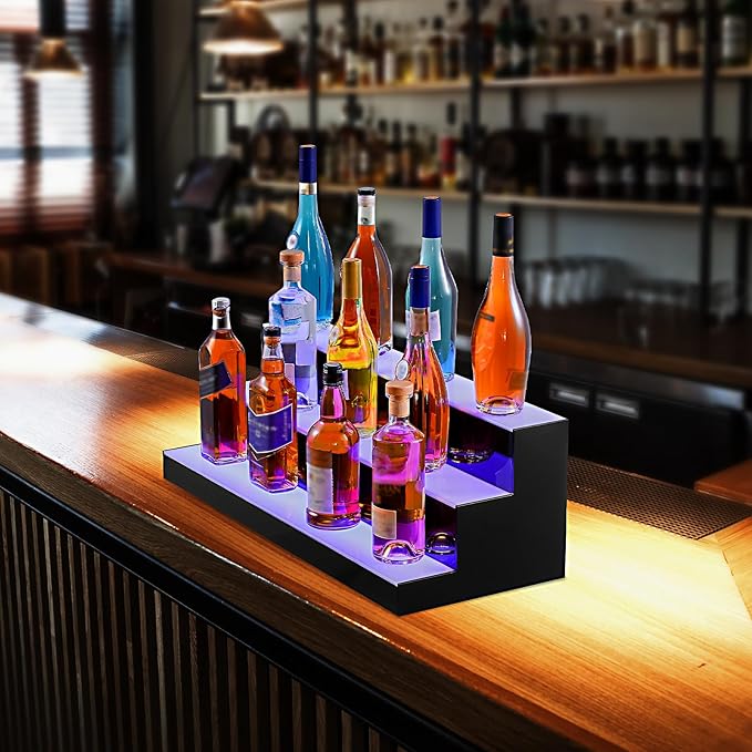 VEVOR LED Lighted Liquor Bottle Display, 3 Tiers 30 Inches, Supports USB - Image 8