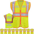 Custom Safety Vest with Logo Pockets High Visibility Reflective Vests by CustomTok