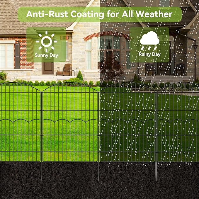 Decorative Garden Fence 6 Panels 14.8 ft×38in Metal Garden Fences, No Dig - Image 4