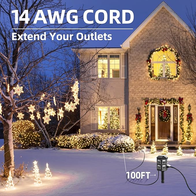 Outdoor Power Strip Weatherproof, 100 FT Extension Cord - Image 4