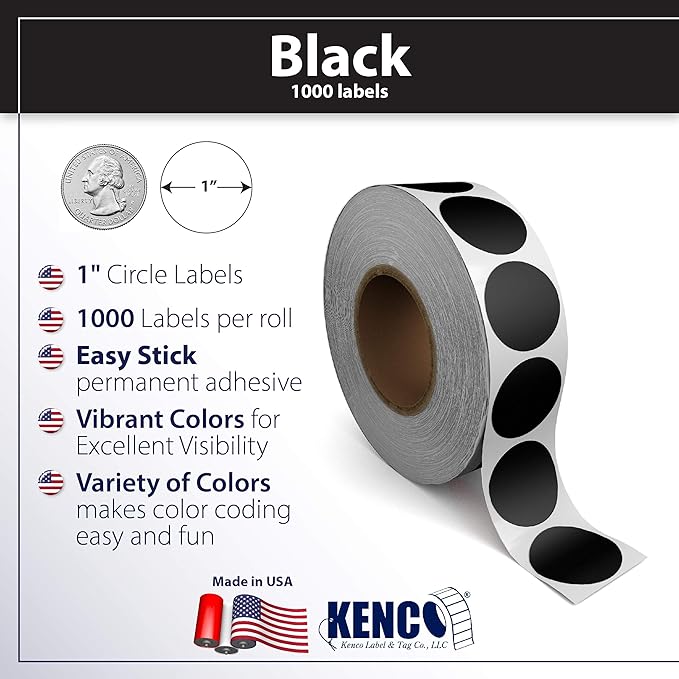 Kenco Color Coding Circle Dot Sticker Labels on a roll - Image 2