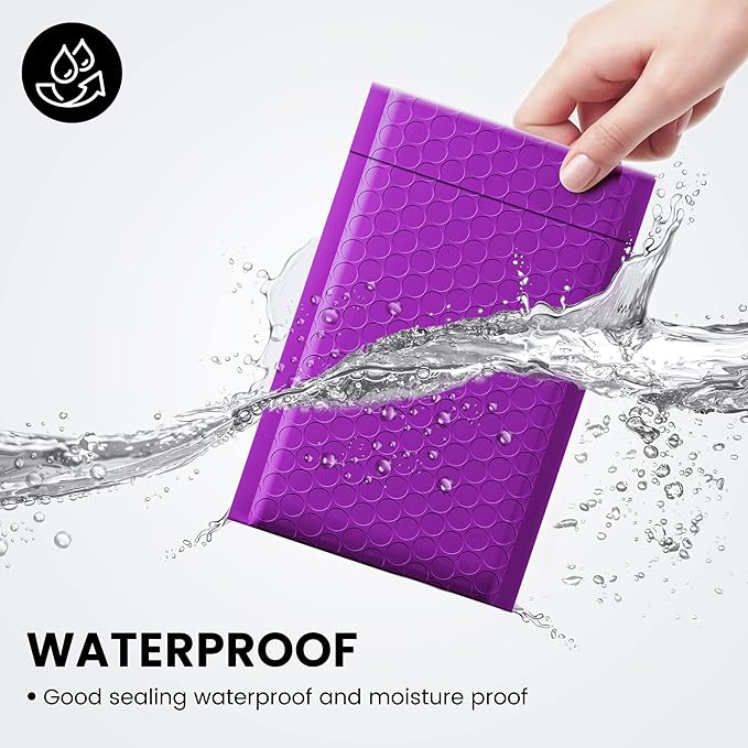 Fuxury Bubble Mailers 4x8 Inch Purple 200 Pack Padded Envelopes Usable Size - Image 4