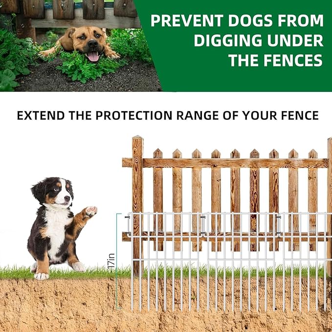 25 Panels Garden Fencing Animal Barrier, 17in X 27ft No Dig Dog Fence, 1.25 in - Image 5