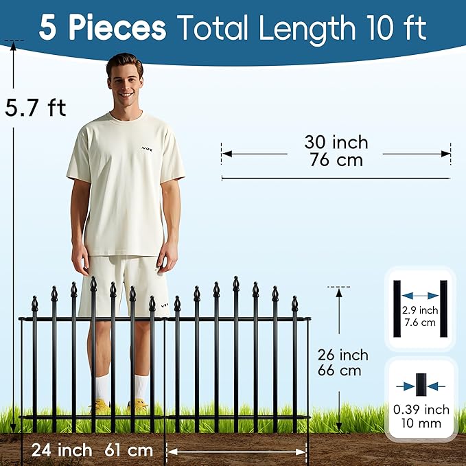 Metal Garden Fence 26" H x 24" W Rustproof Animal Barrier No Dig Decorative - Image 7