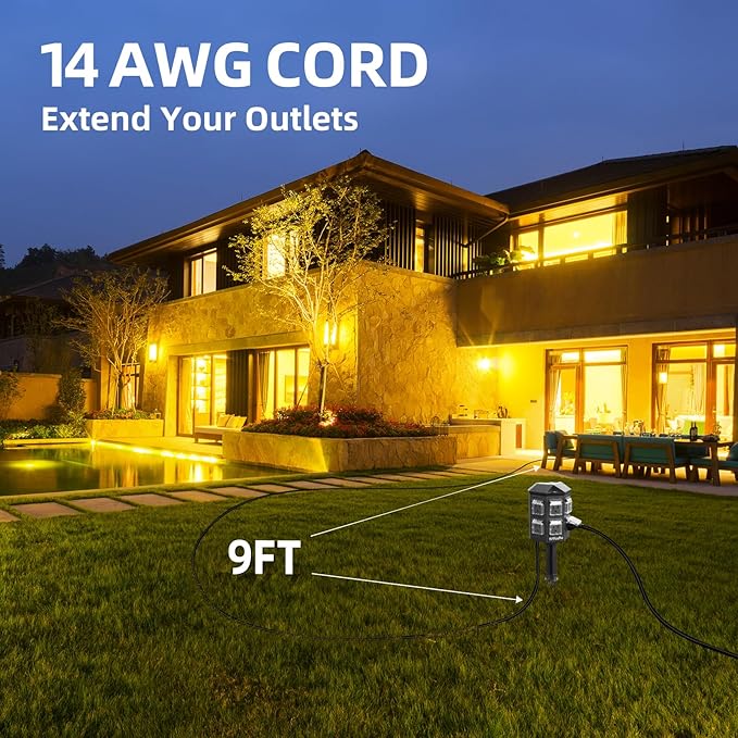 Outdoor Remote Control Power Strip, 9FT Extension Cord Waterproof, Independent - Image 5