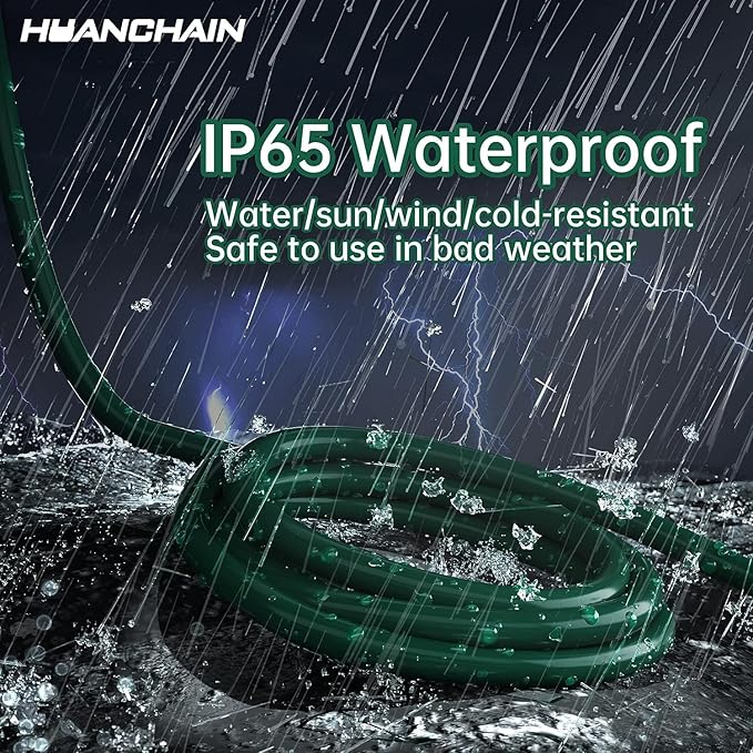 HUANCHAIN Indoor Outdoor Green Extension Cord 150 ft Waterproof, 16/3 Gauge - Image 4