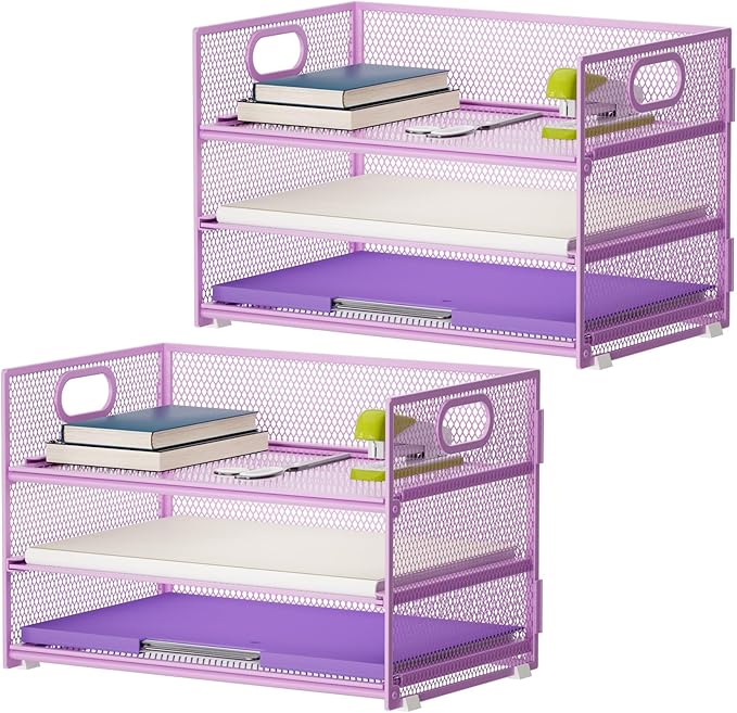 Marbrasse 3 Tier Paper Organizer Letter Tray, Mesh File Organizer by Marbrasse