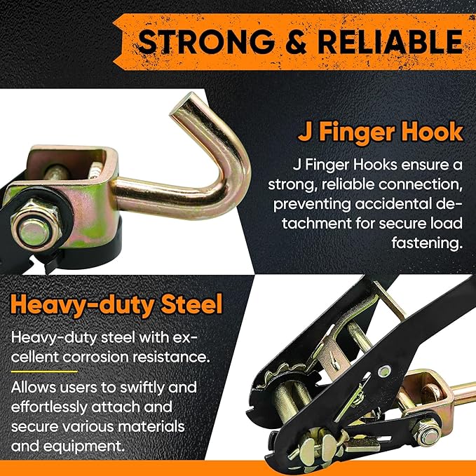 4 Pack Car Tie Down Straps for Trailers 2" x 96" - Image 3
