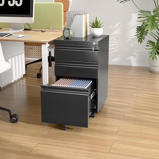 SUXXAN 3 Drawer Under Desk Mobile File Cabinet - Image 2
